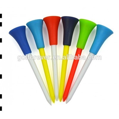 2 layer golf plastic tee with rubber top 2 ply