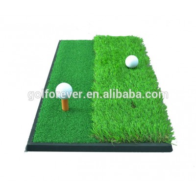 golf chipping mat with 2 different grass turf