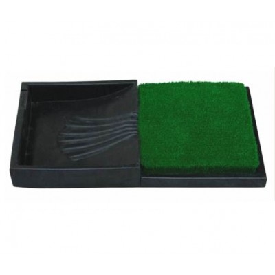 golf swing mat with rubber ball tray