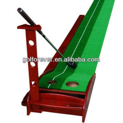 2 holes wooden base golf putting mat